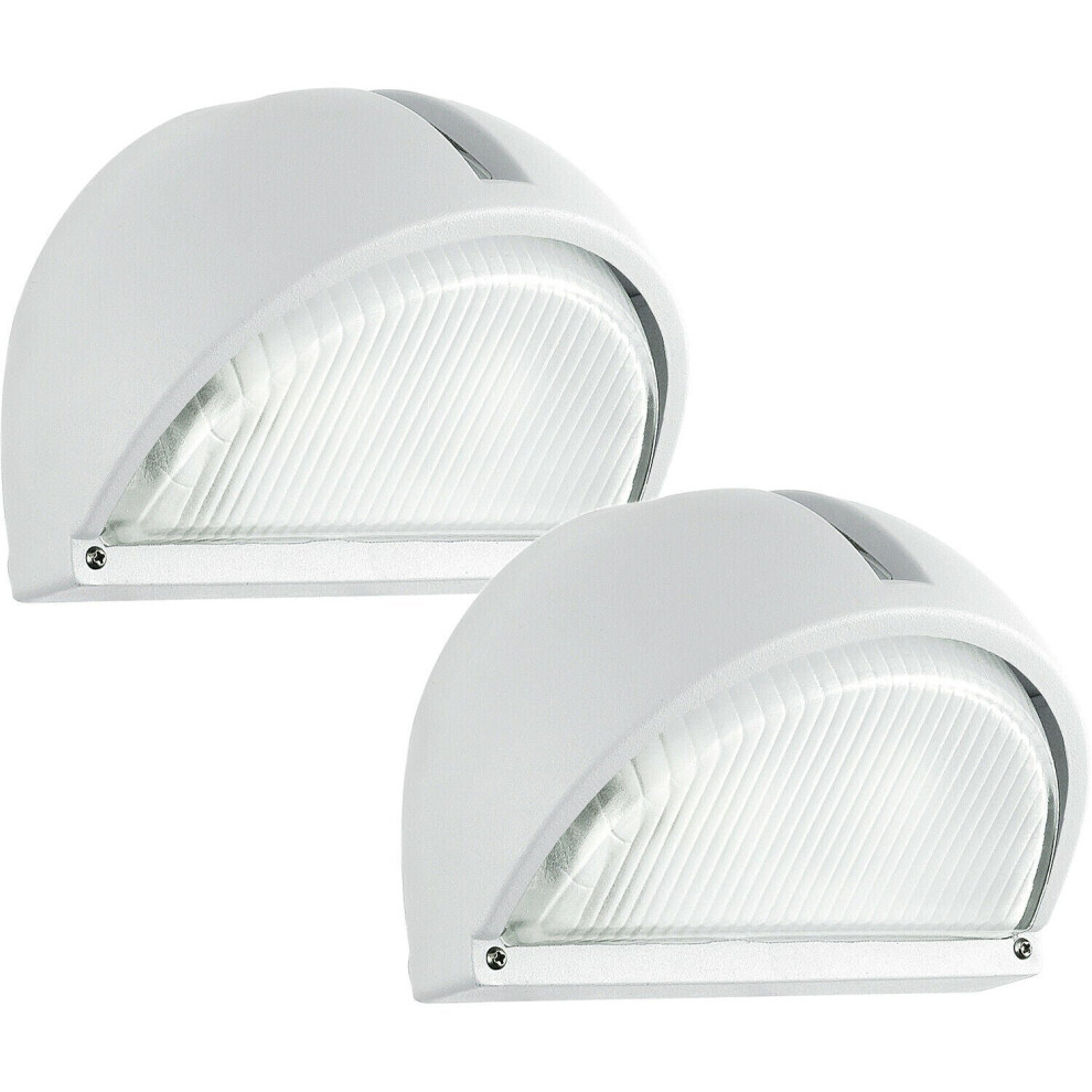Loops 2 Pack Ip44 Outdoor Wall Light White Aluminium 1X 40W E27 Bulb Porch Lamp
