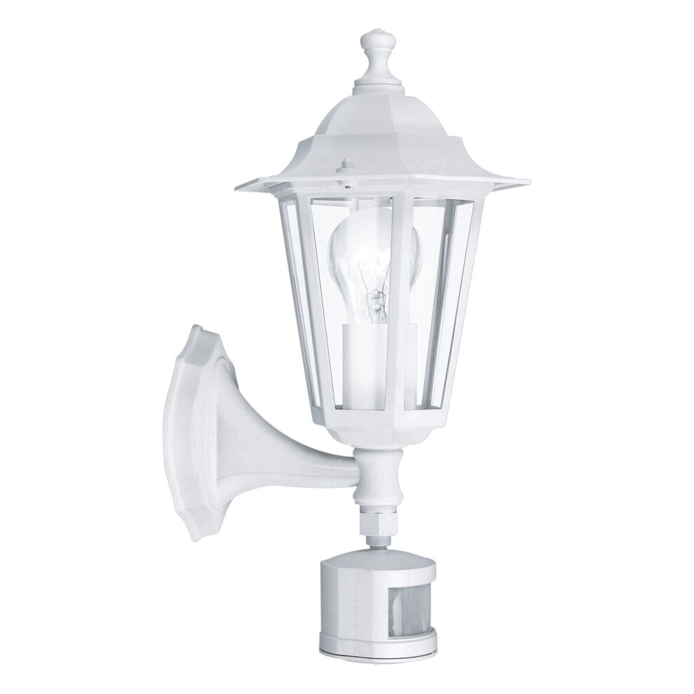 Loops Ip44 Outdoor Wall & Pir Sensor Aluminium Lantern 1X 60W E27 Bulb Light/White