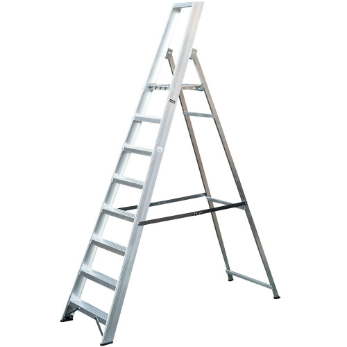 Loops 1.7m Aluminium Platform Step Ladders 8 Tread 3.3m Work Height HEAVY DUTY Steps