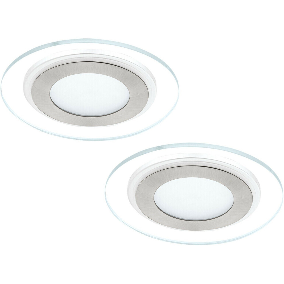 2 PACK Wall / Ceiling Flush Downlight White & Satin Nickel 12W Built in LED