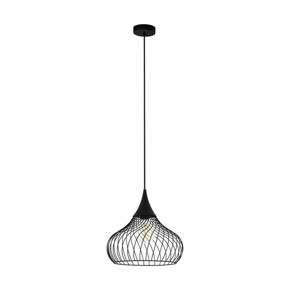 Loops Hanging Ceiling Pendant Light Black Steel Wire 1 X 60W E27 Hallway Feature