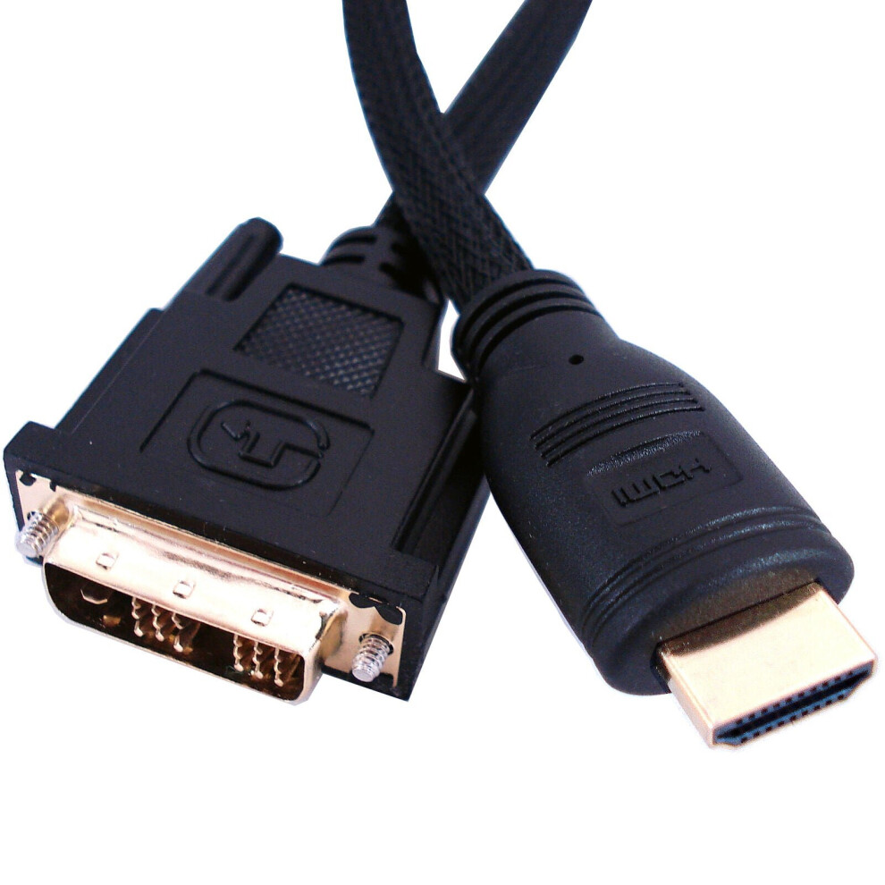 5m HDMI Male To DVI D/DVI I Plug Cable Lead Digital Monitor Laptop TV PC 1080P