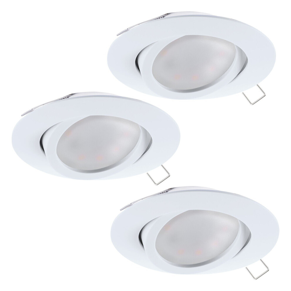 Loops 3 Pack Flush Ceiling Downlight Aluminium Round Spotlight 5W Gu10 Bulb White