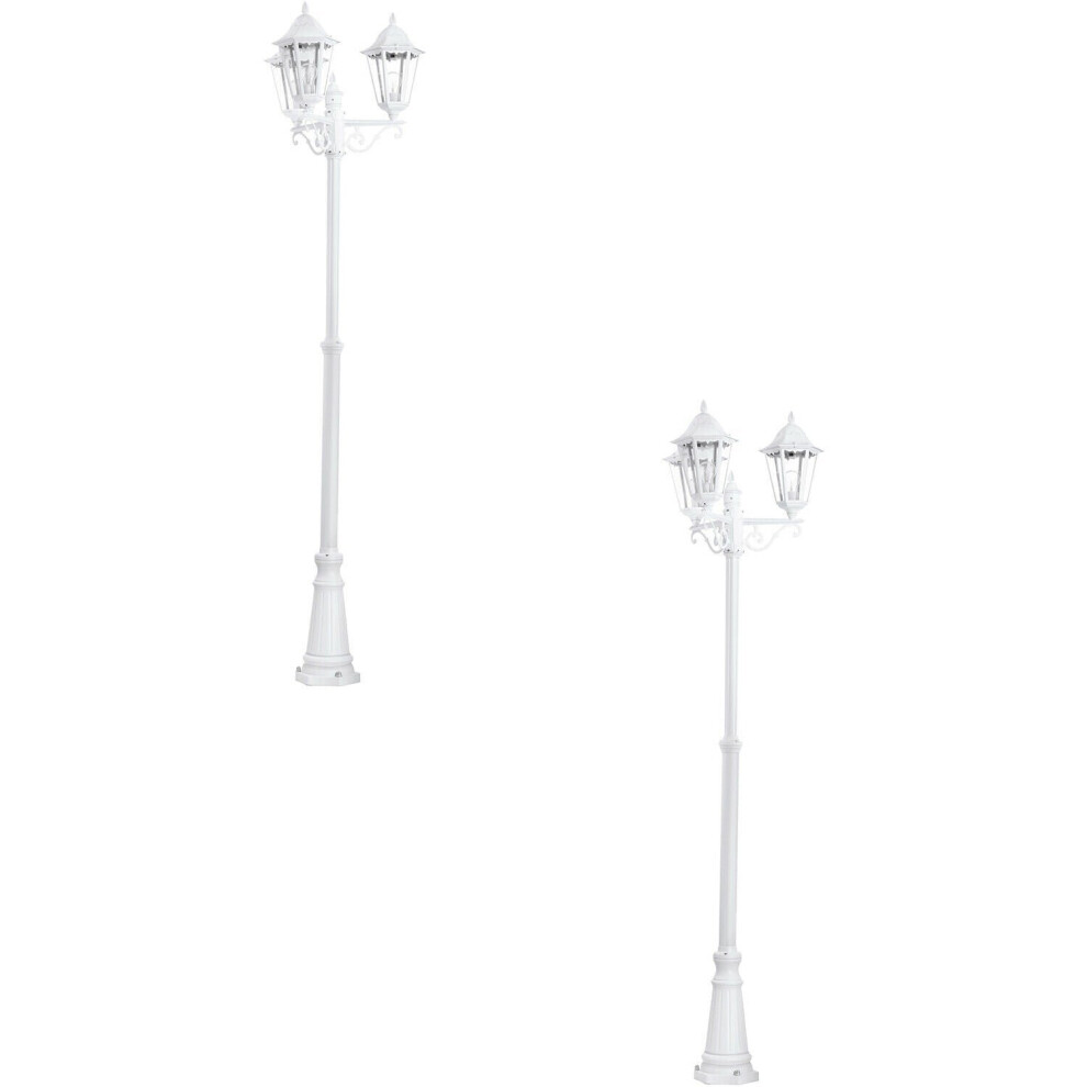 2 PACK IP44 Outdoor Bollard Light White Aluminium Lantern 3 Arm 60W E27 Post