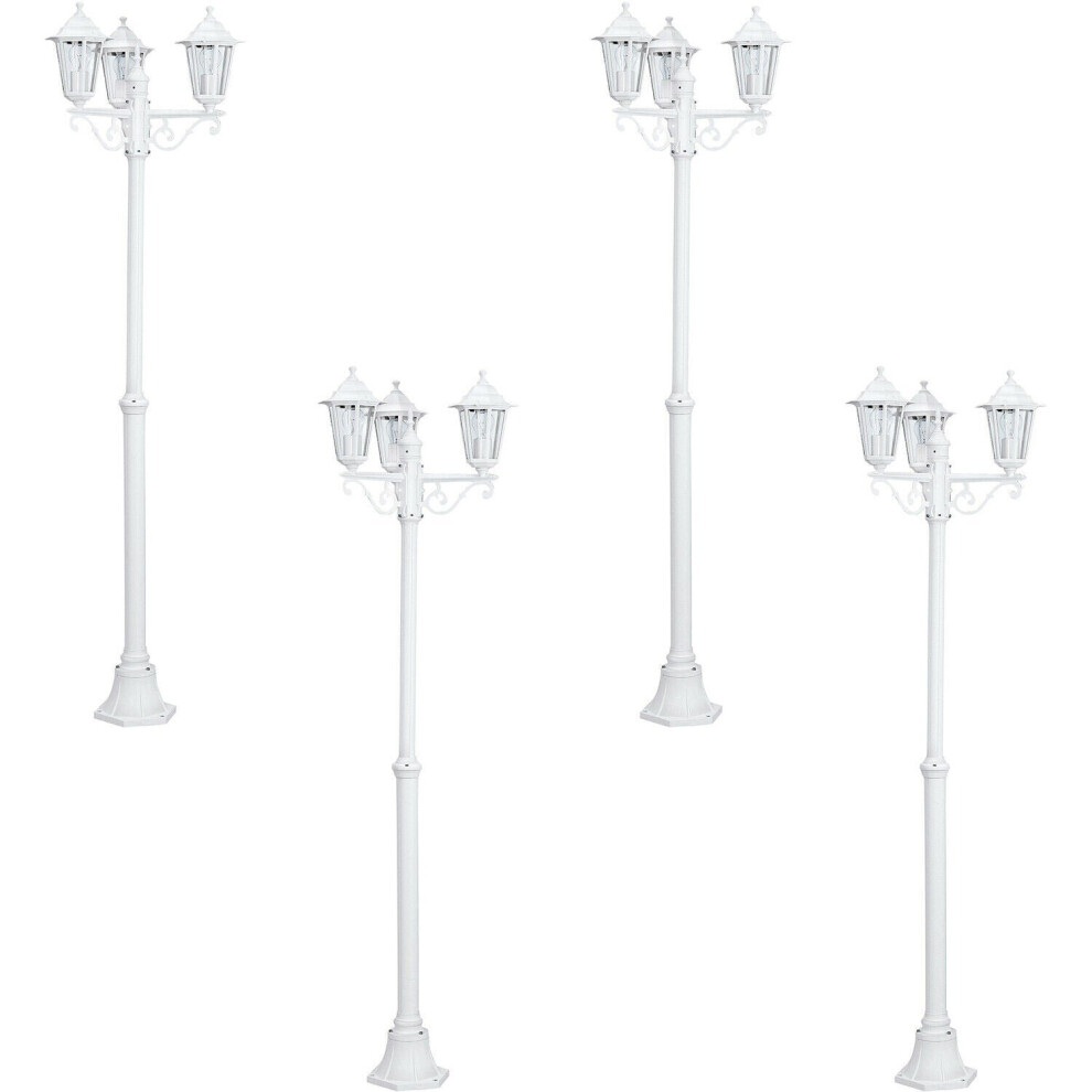 Loops 4 Pack Ip44 Outdoor Bollard Aluminium Lantern 3 Arm 60W E27 Post Light/White