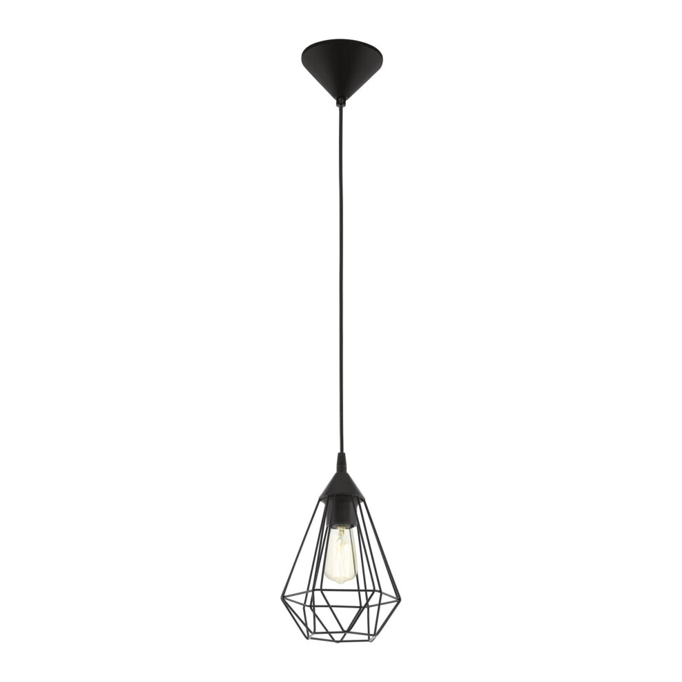 Loops Hanging Ceiling Pendant Light Black Wire Cage 1 X E27 Hallway Feature Lamp