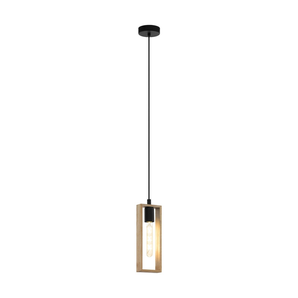 Loops Hanging Ceiling Pendant & Wood Frame 1 X 60W E27 Hallway Feature Light/Black