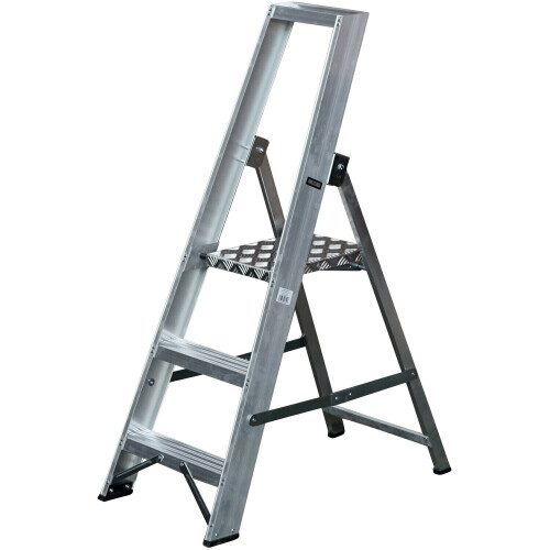 Loops 0.6m Aluminium Platform Step Ladders 3 Tread Home DIY Lightweight Metal Steps