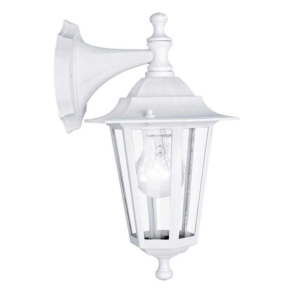 IP44 Outdoor Wall Light White Aluminium Lantern 1 x 60W E27 Bulb Porch Lamp