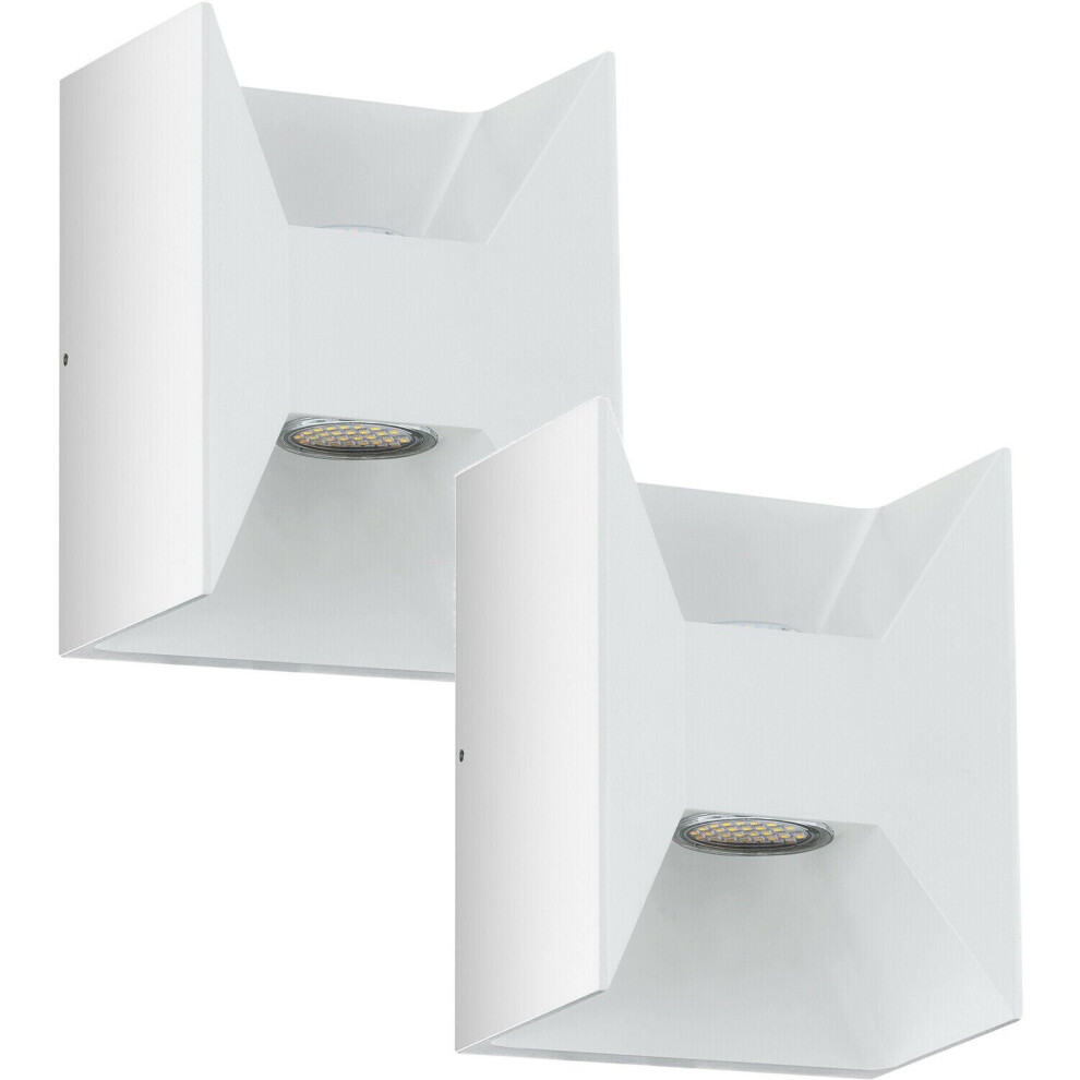 Loops 2 Pack Ip44 Outdoor Wall Cast Aluminium 2.5W Led Porch Lamp Light/White
