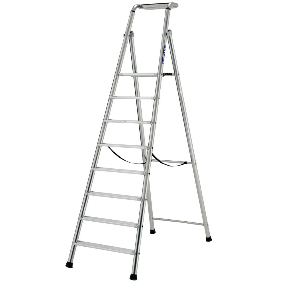 Loops 1.9M Max Stability Platform Step Ladders - 8 Tread Anti-Slip Aluminium Diy Steps