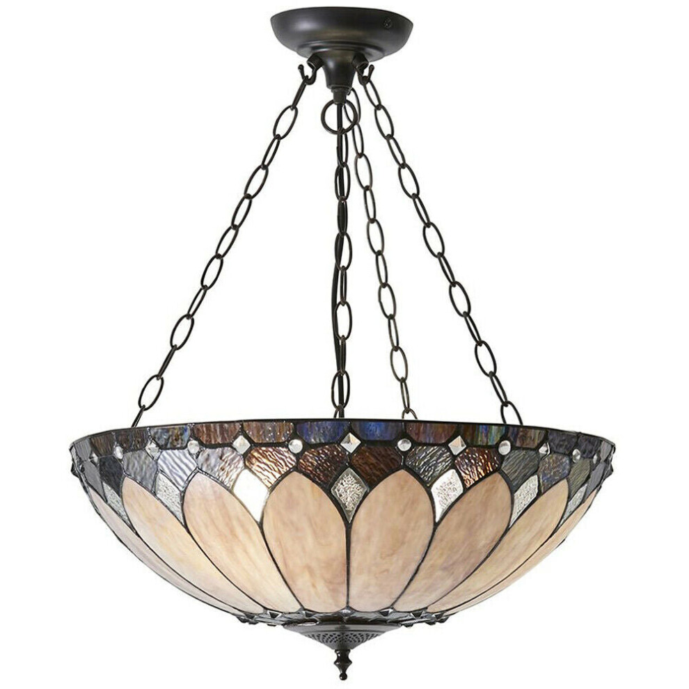 Loops Tiffany Glass Hanging Ceiling Pendant 3 Lamp Shade I00084 Light/Dark/Bronze
