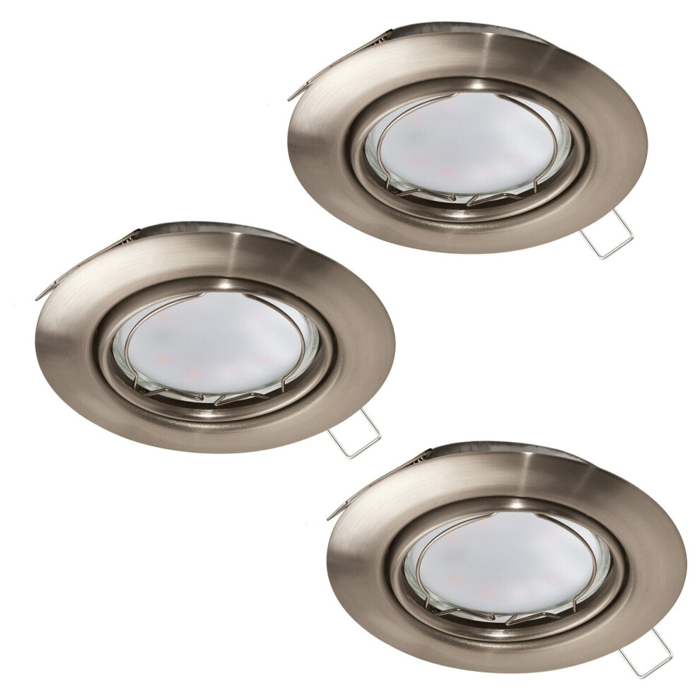 3 PACK Flush Ceiling Downlight Satin Nickel Steel 3 x 5W GU10 Bulb-image-OPC-P8WKF6Q-NEW