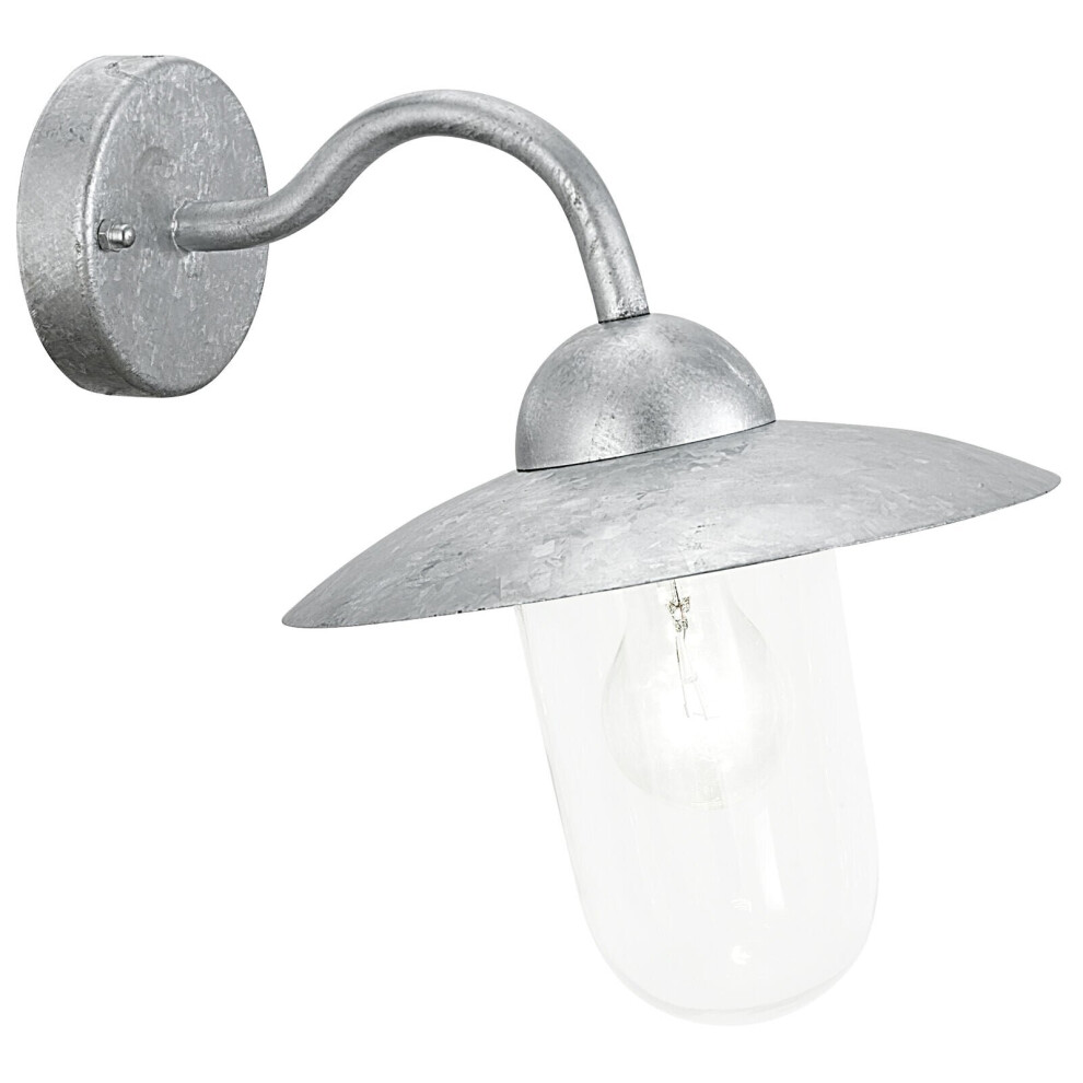 Loops Ip44 Outdoor Wall Light Zinc Plated Steel 1 X 60W E27 Bulb Porch Lamp