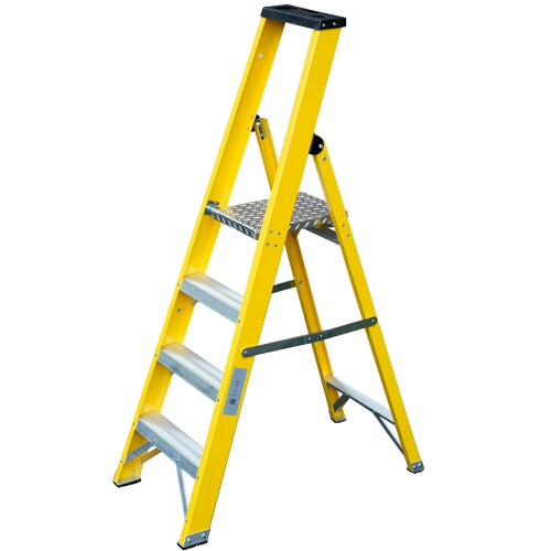 Loops 0.9m FIBREGLASS Platform Step Ladders 4 Tread Professional Lightweight Steps