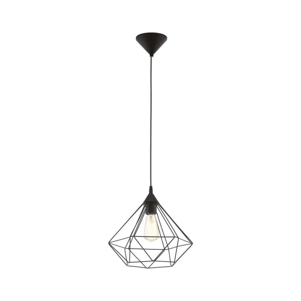 Loops Hanging Ceiling Pendant Wire Cage 1X E27 Hallway Feature Lamp Light/Black