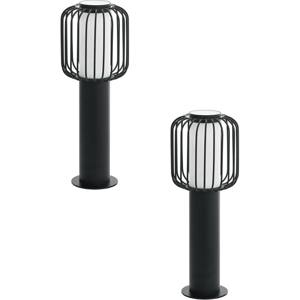 Loops 2 Pack Ip44 Outdoor Pedestal Light Black Steel 1X 28W E27 Wall Gate Lamp
