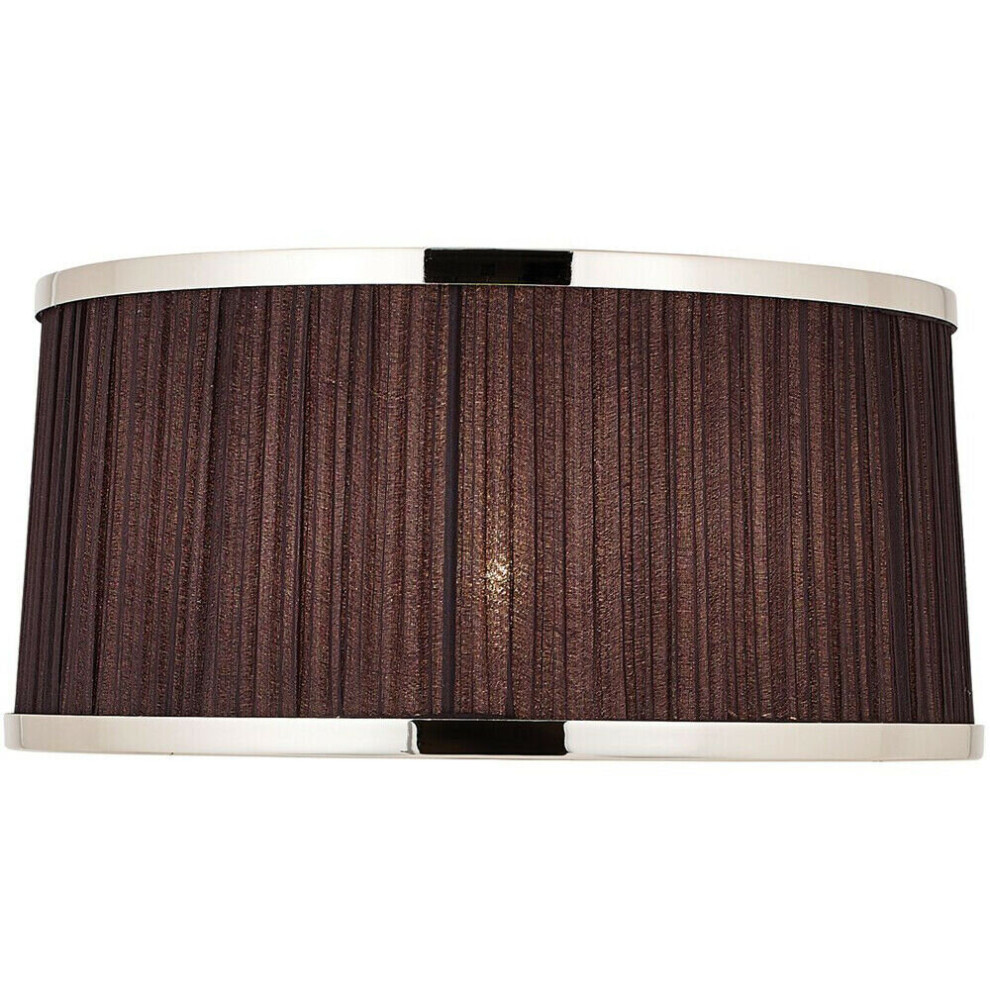 Loops 13" Luxury Round Tapered Lamp Shade Pleated Organza Fabric & Antique Brass Black