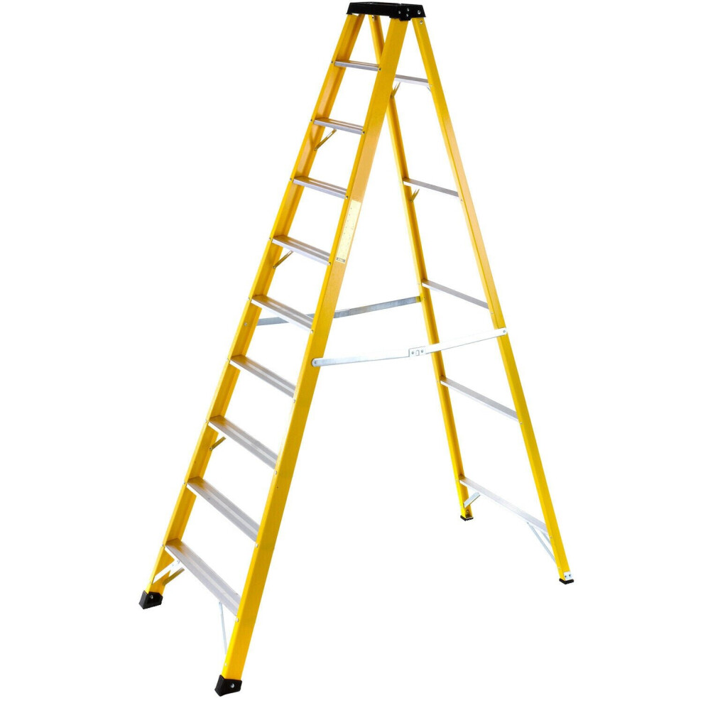 1.7m FIBREGLASS Swingback Step Ladders 10 Tread Professional Lightweight Steps