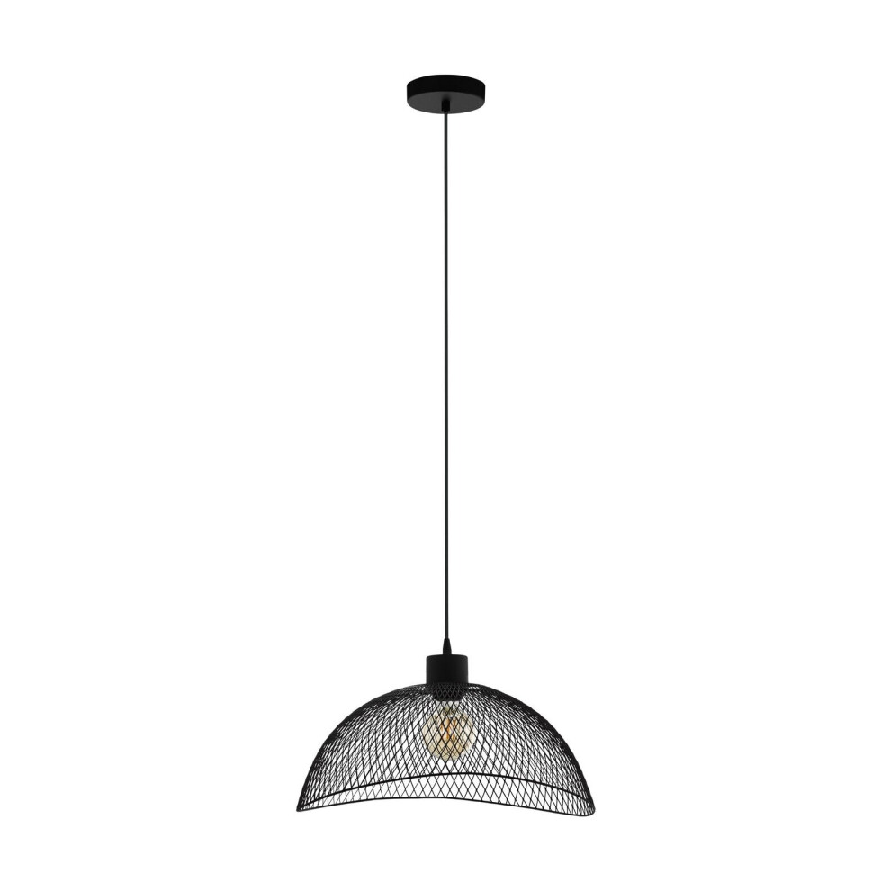 Hanging Ceiling Pendant Light Black Steel Mesh Shade 1 x 60W E27 Feature Lamp