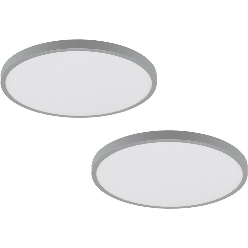 Loops 2 Pack Wall / Ceiling Light Silver 400Mm Round Surface Mounted 25W Led 3000K