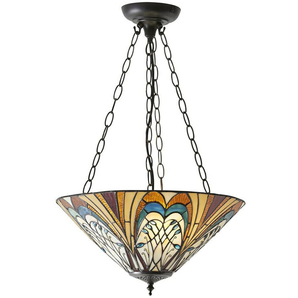 Tiffany Glass Hanging Ceiling Pendant Light Bronze Inverted Lamp Shade i00122-image-OPC-P8WKWF2-NEW