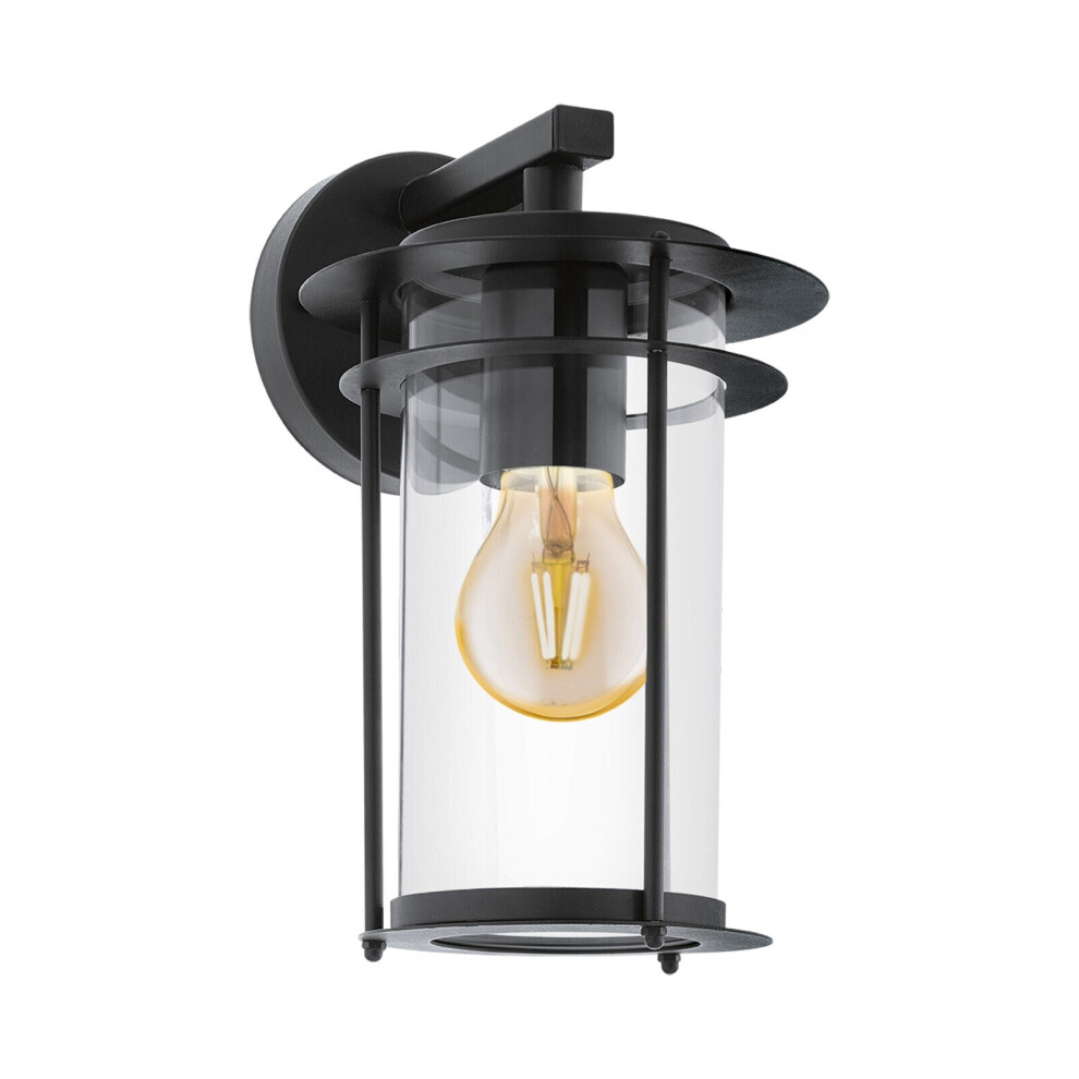 IP44 Outdoor Wall Light Black Dome Down Shade 1 x 60W E27 Bulb Porch Lamp