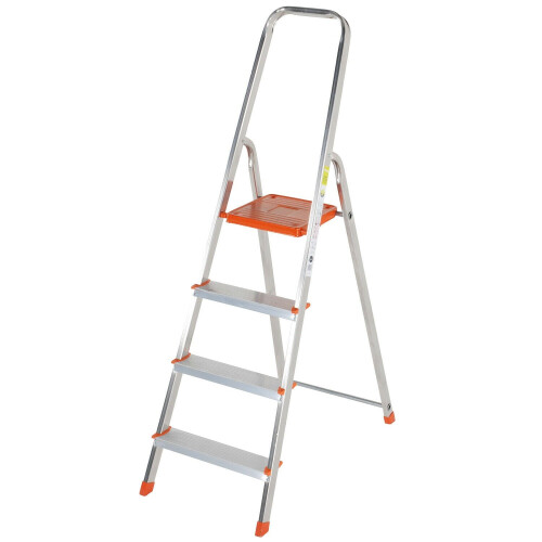 Loops 0.8m Lightweight Aluminium Platform Step Ladders 4 Tread Anti Slip DIY Steps