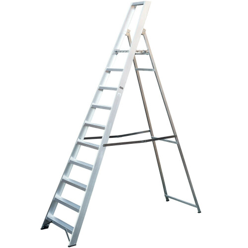 Loops 2.2m Aluminium Platform Step Ladders 10 Tread 3.8m Work Height HEAVY DUTY Steps