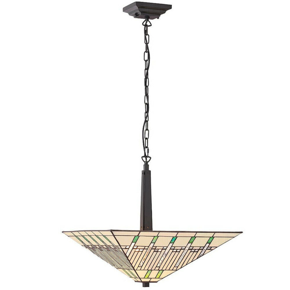 Tiffany Glass Hanging Ceiling Pendant Light Dark Bronze 2 Lamp Shade i00142