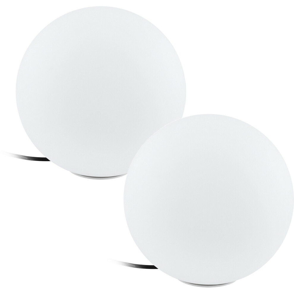 Loops 2 Pack Ip65 Outdoor Garden Ball Plastic 1X 40W E27 300Mm Globe Light/White