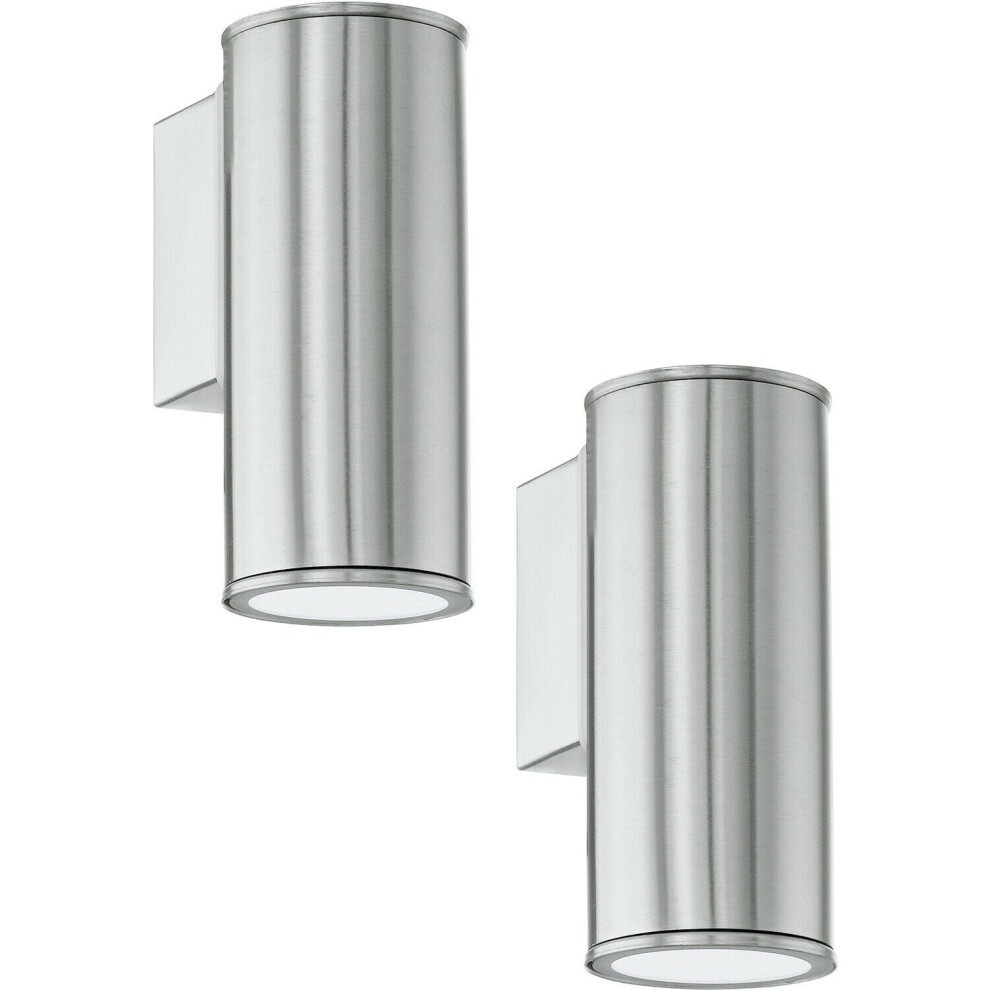 Loops 2 Pack Ip44 Outdoor Wall Light Stainless Steel 1X 3W Gu10 Porch Down Lamp