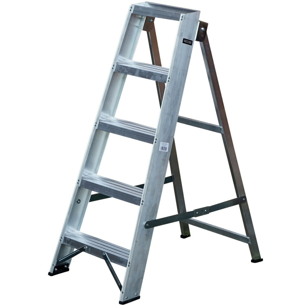 Loops 1M Aluminium Swingback Step Ladders -5 Tread- Professional Lightweight Steps