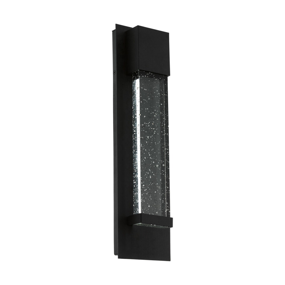IP44 Outdoor Wall Light Black Bubble Glass 3.3W Built in LED Porch Lamp