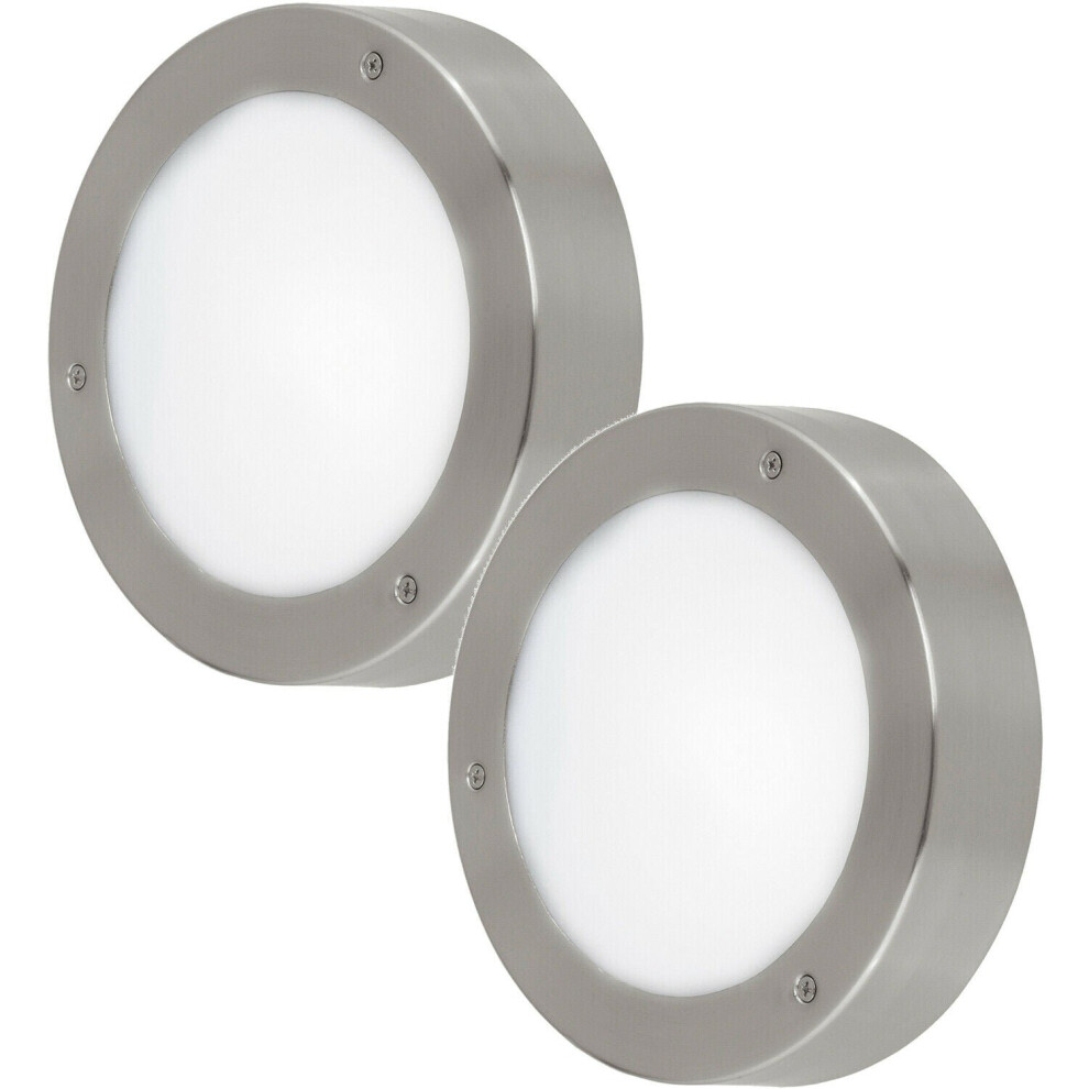 Loops 2 Pack Ip44 Outdoor Wall Stainless Steel 5.4W Built In Led Porch Lamp Light