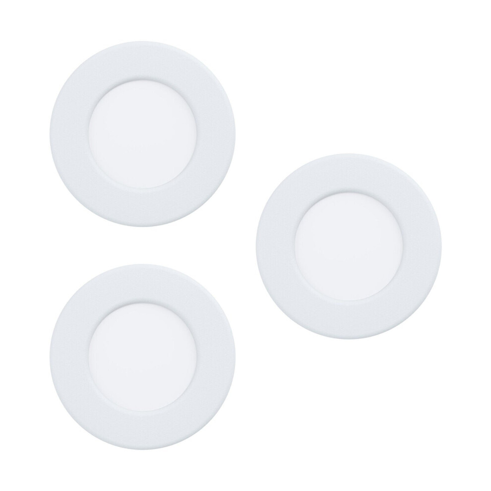 Loops 3 Pack Flush Ceiling Downlight White Steel 2.7W Built In Led 85Mm 3000K