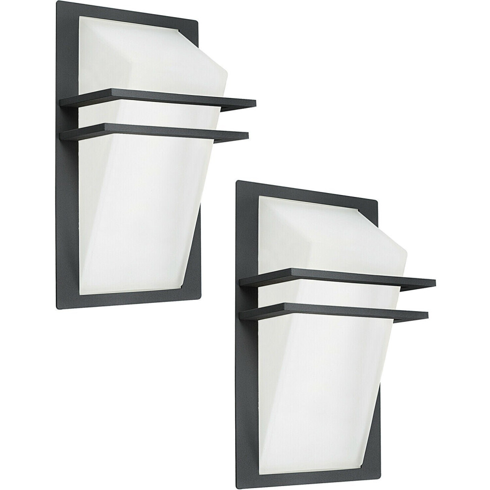 Loops 2 Pack Ip44 Outdoor Wall Cast Aluminium 1X 60W E27 Lamp Light/Anthracite