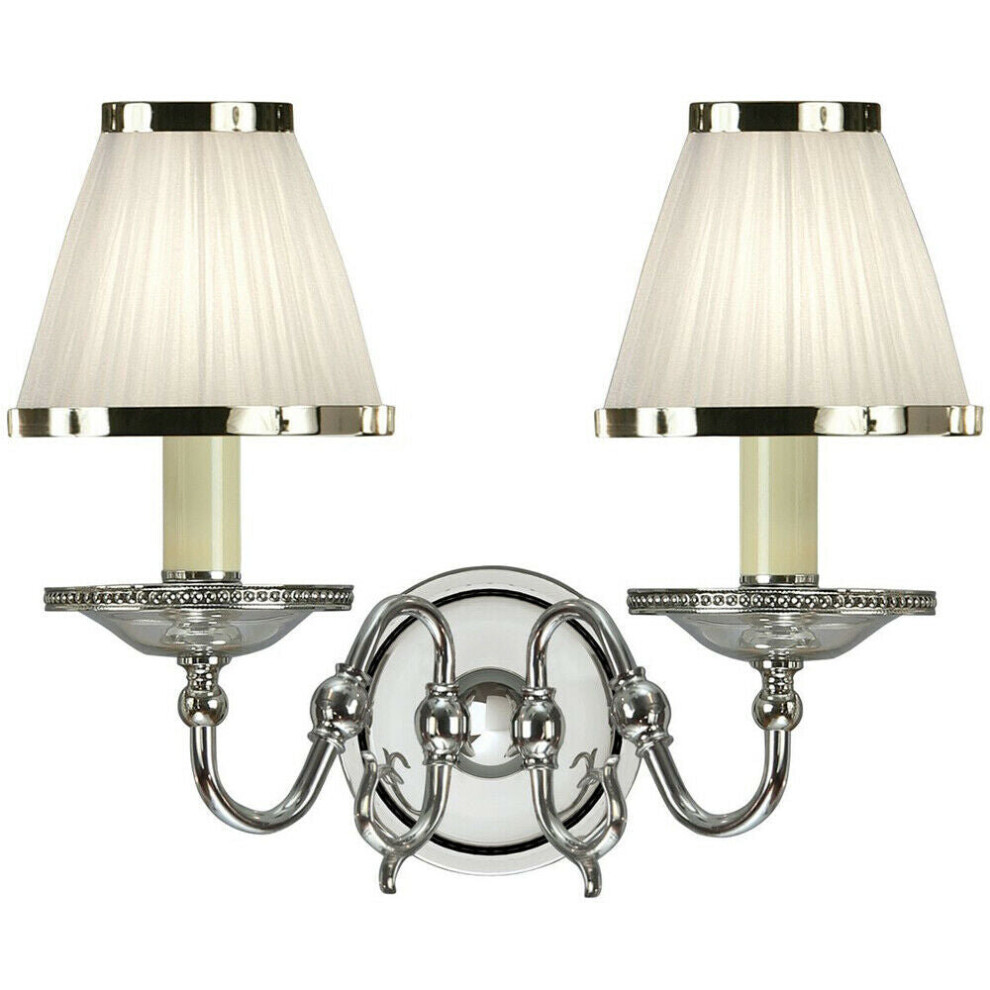 Luxury Flemish Twin Wall LightBright Nickel White ShadeTraditional Lamp Holder