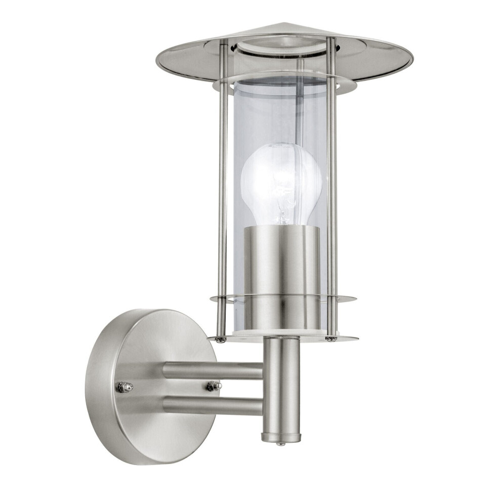 Loops Ip44 Outdoor Wall Stainless Steel & Glass Shade 1 X 60W E27 Porch Lamp Light