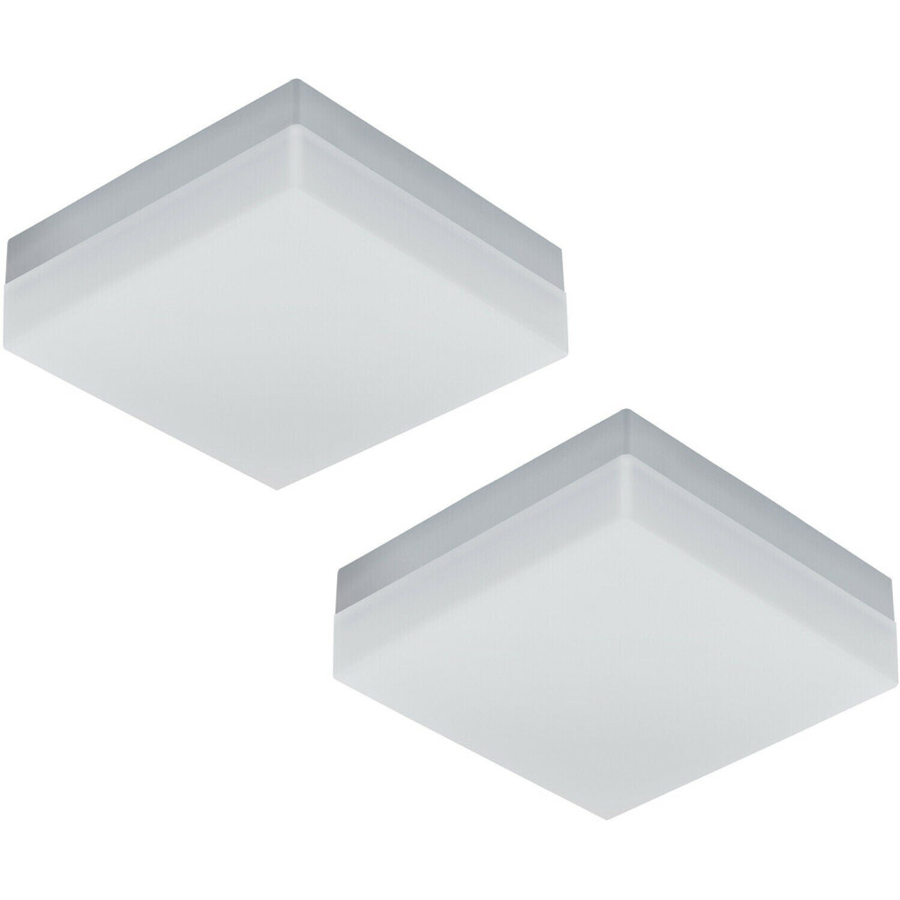 Loops 2 Pack Ip44 Outdoor Wall Light White Plastic 8.2W Built In Led Porch Lamp