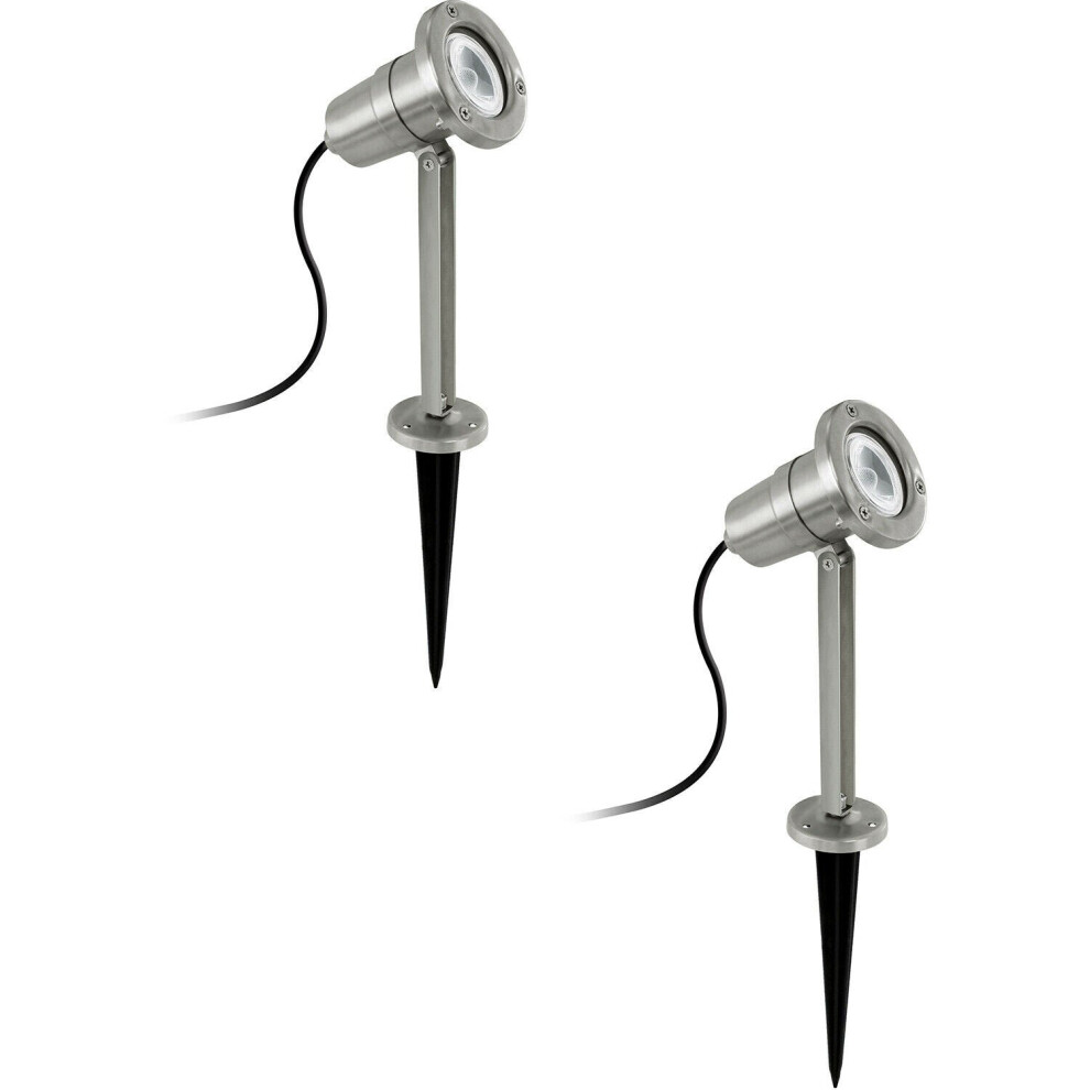 Loops 2 Pack Ip54 Outdoor Bollard Stainless Steel 5W Gu10 Driveway Lamp Post Light