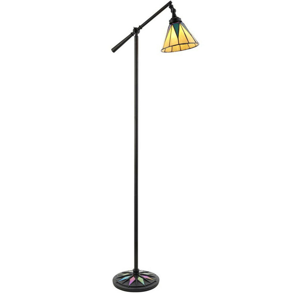 Loops Tiffany Adjustable Swing Arm Floor Lamp & Stained Glass Shade I00011 Dark/Bronze