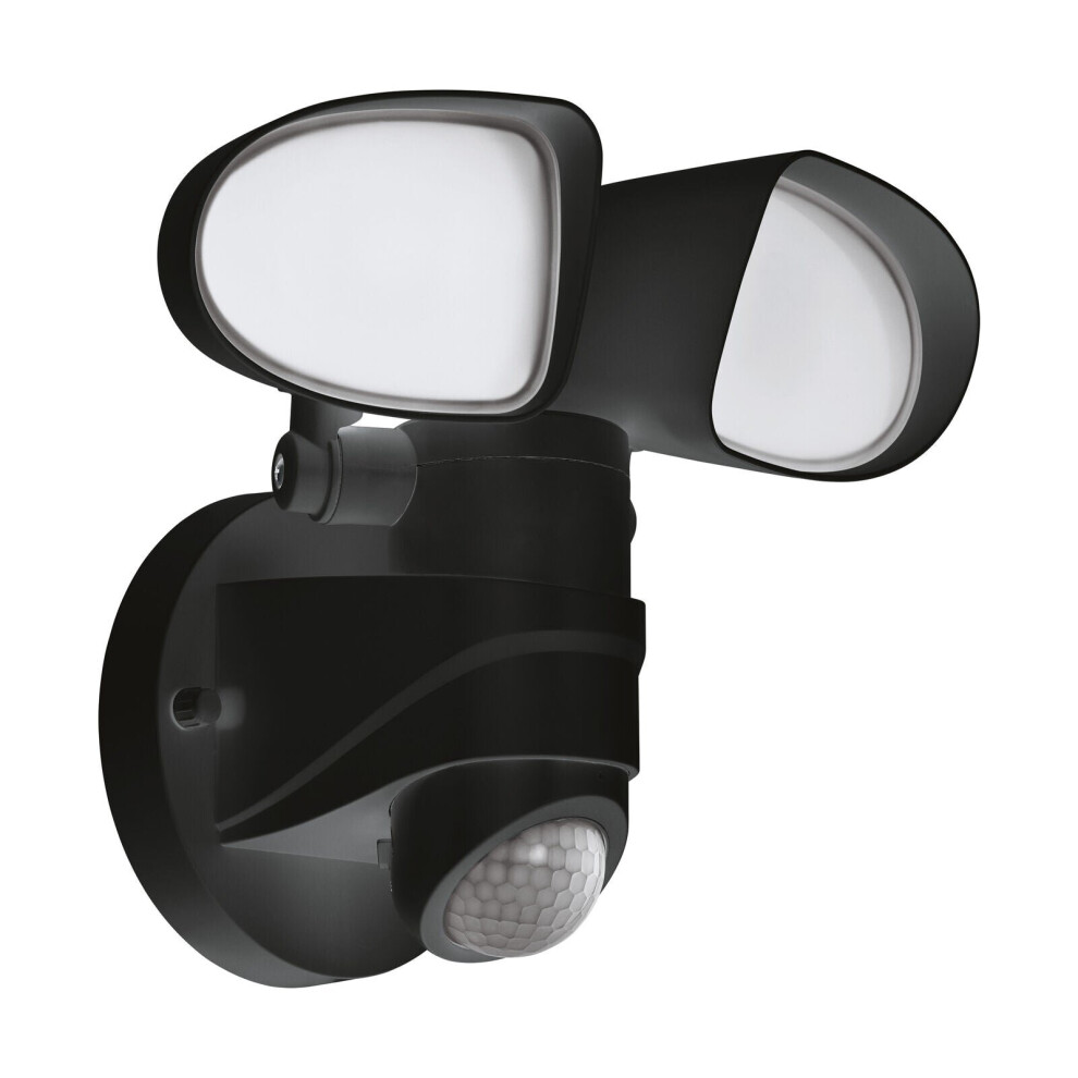 Loops Ip44 Outdoor Wall Light & Pir Sensor Black Plastic 6W Built In Led Lamp