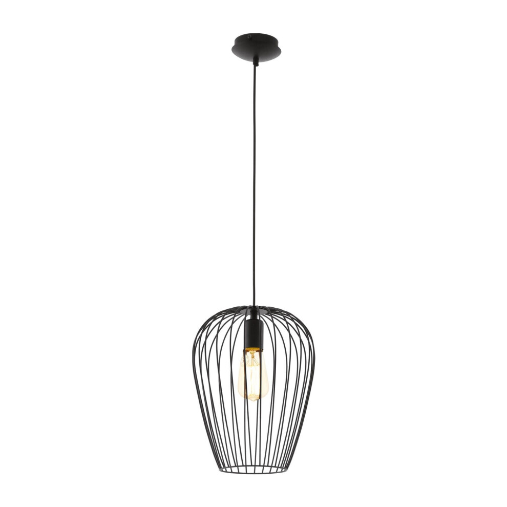 Loops Hanging Ceiling Pendant Wire Cage 1 X 60W E27 Hallway Feature Lamp Light/Black