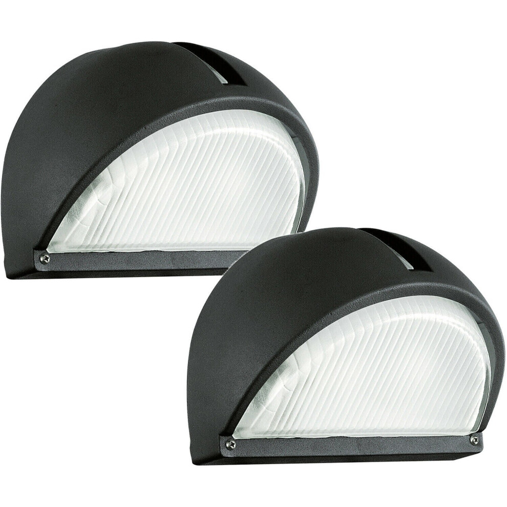 Loops 2 Pack Ip44 Outdoor Wall Aluminium 1X 40W E27 Bulb Porch Lamp Light/Black