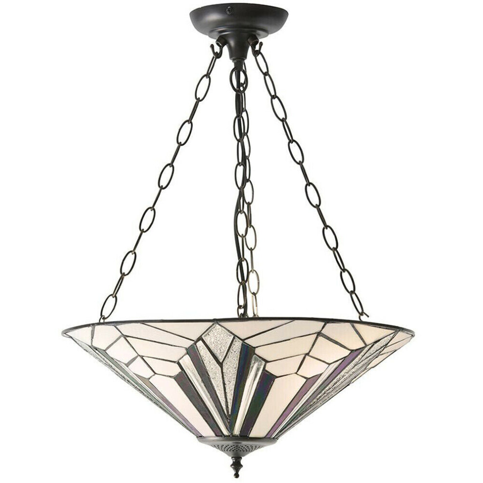 Loops Tiffany Glass Hanging Ceiling Pendant 3 Lamp Shade I00075 Light/Dark/Bronze
