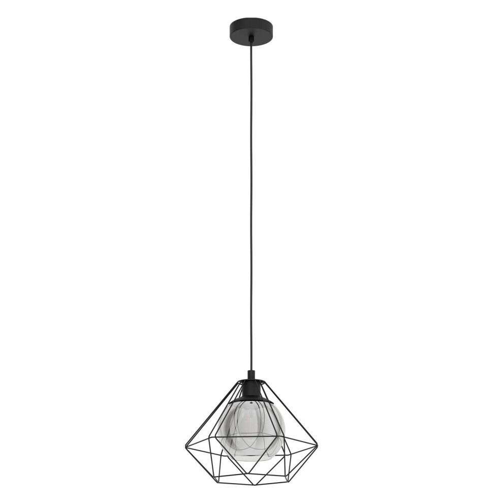 Loops Hanging Ceiling Pendant Light Geometric Black & Glass 1X E27 Hallway Feature
