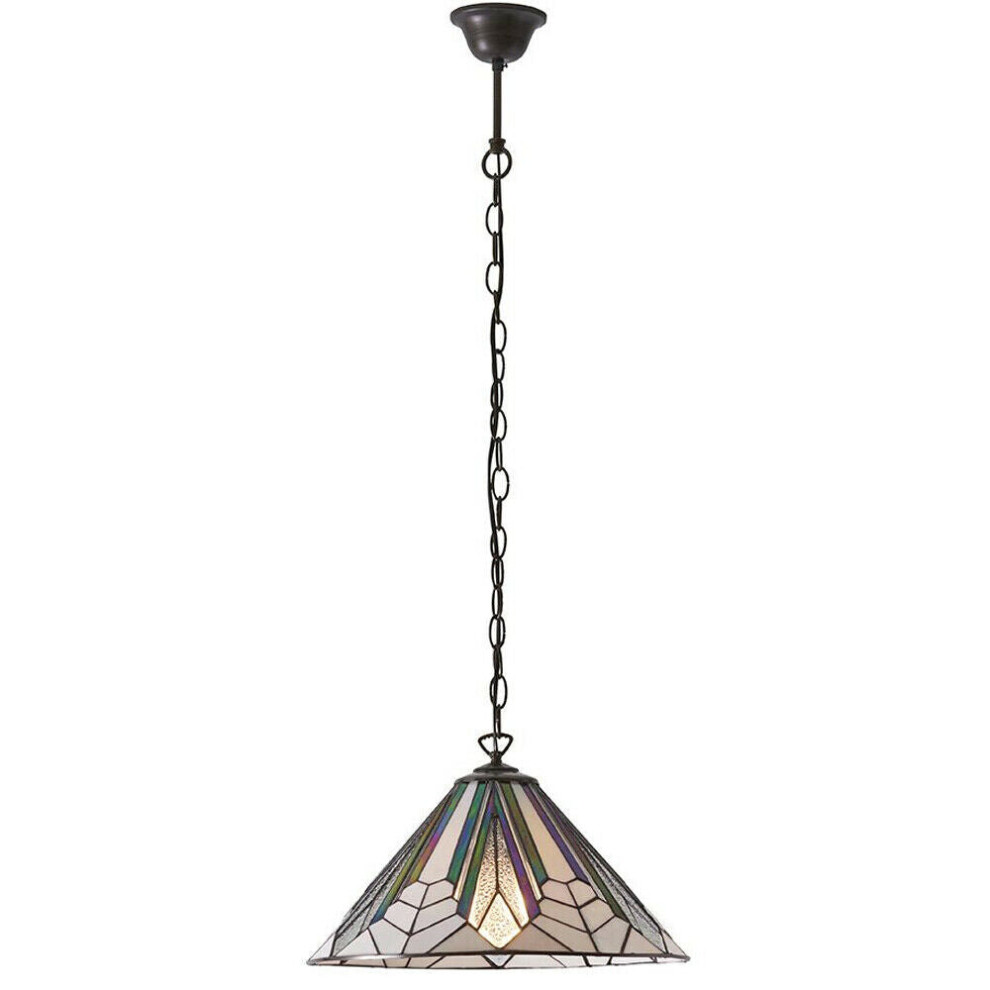 Loops Tiffany Glass Hanging Ceiling Pendant Chain Deco Lamp Shade I00076 Light/Bronze