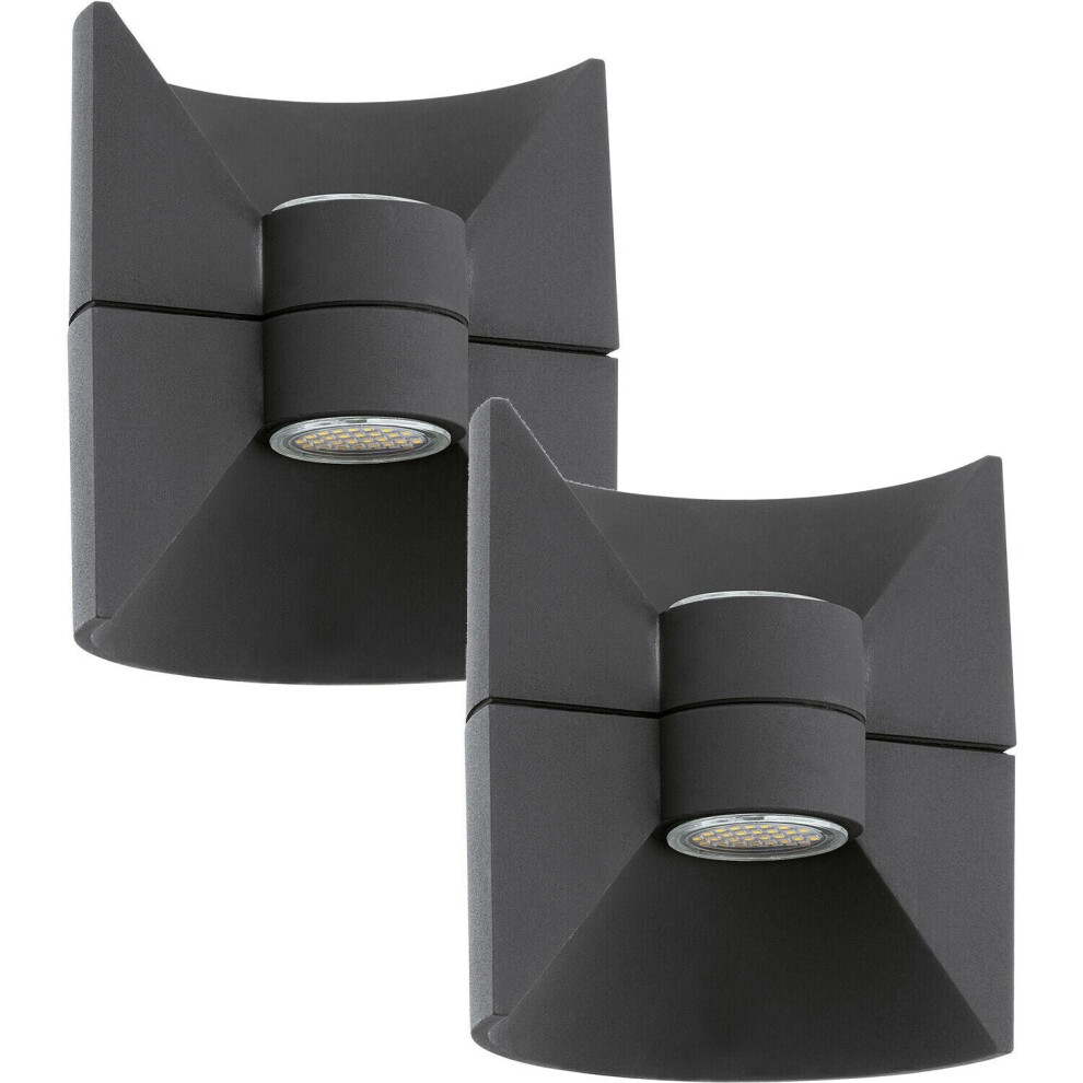 Loops 2 Pack Ip44 Outdoor Up & Down Wall Aluminium 2.5W Led Lamp Light/Anthracite