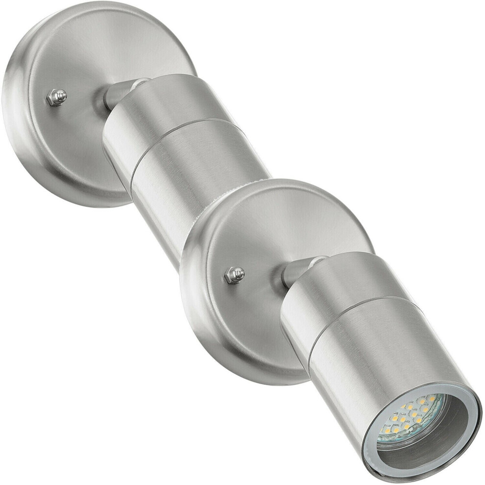 Loops 2 Pack Ip44 Outdoor Wall Stainless Steel 5W Gu10 Adjustable Porch Lamp Light